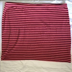 H&M Cotton Mini Skirt - Maroon & Pink Stripe - L